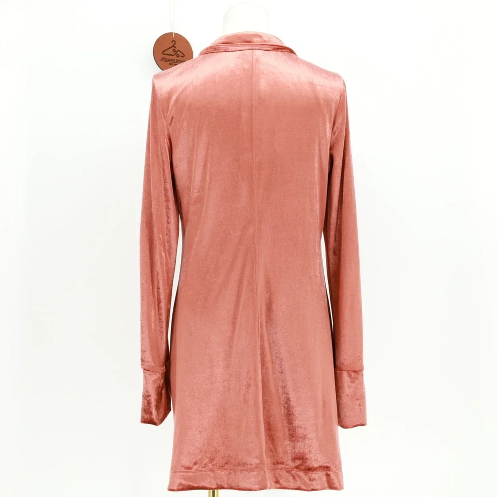 Free‎ People Shayla Velvet Ruched Button Front Mini Dress Terracotta Size Medium